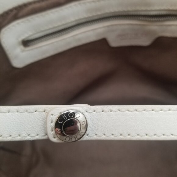 Jimmy Choo Tote Bag Cream Color Leather Star Studded Purse - Picture 8 of 12